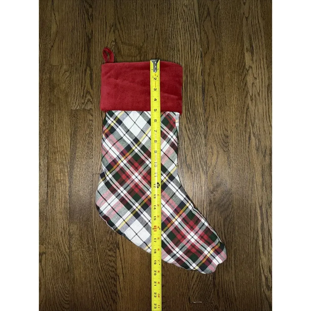 Pottery Barn Tartan Plaid Velvet Christmas Stocking